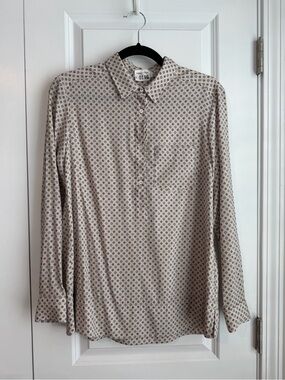 ROSSO35 Women’s Geometric Print Silk Blouse Size 42 IT/ US 6